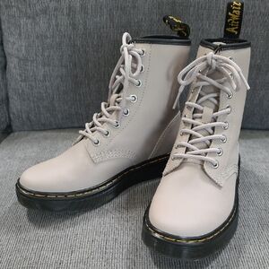 Dr. Martens Women's Beige Lace-Up Combat Boots, Size 5